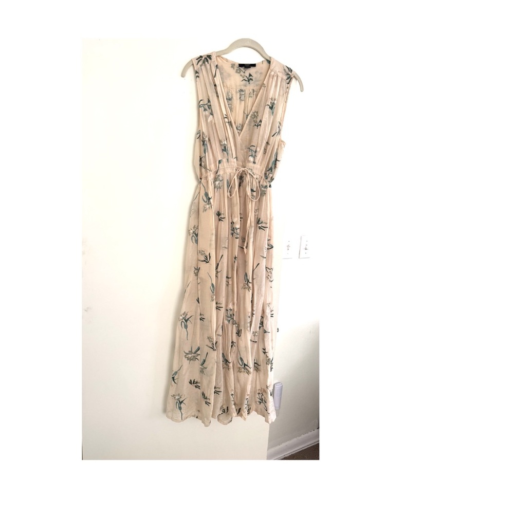 Seventy Tan Gold Embellished Maxi Sundress Plunge Neckline